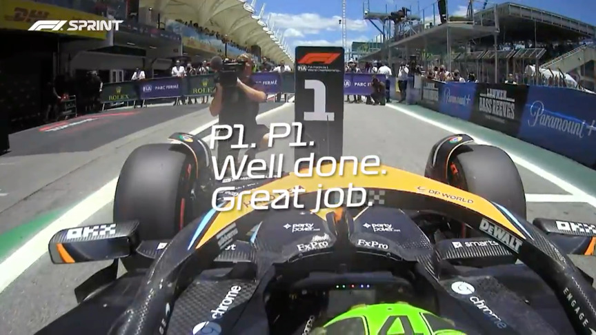 2023 Sao Paulo GP Sprint Shootout: Lando Norris crosses the line to seal pole for the Sprint