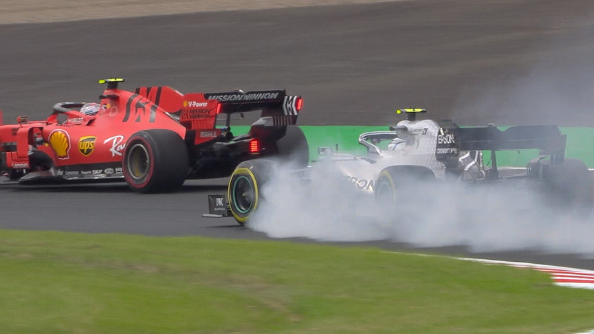 FP1: Bottas locks up trying to avoid Leclerc