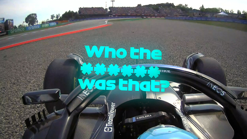 2023 Spanish GP FP2: Russell forced on to the gravel after finding Piastri on the apex at Turn 10