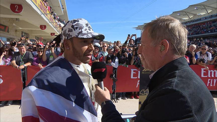 Lewis Hamilton reacts to winning his sixth Formula 1 World Championship