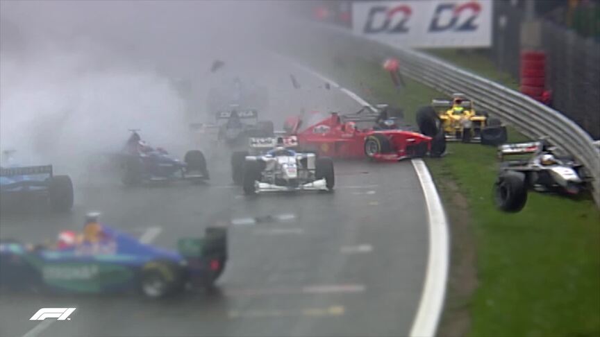 CARNAGE: The multi-million dollar start crash at Spa ‘98