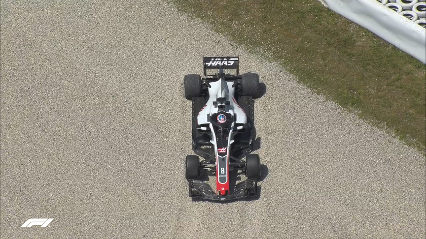FP2: Grosjean stuck in gravel just 5 minutes in