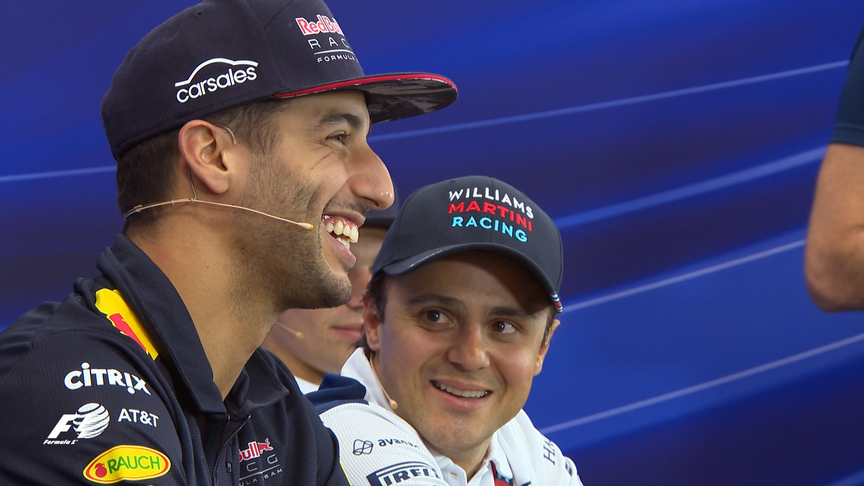 Drivers face the press in Japan