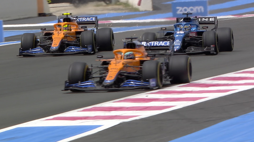 2021 French Grand Prix: Ricciardo and Norris overtake Alonso in quick succession 