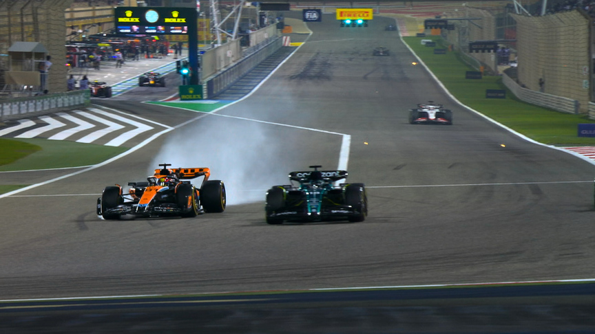 2023 Bahrain GP FP2: Piastri forced to lock up to avoid Stroll after racing Tsunoda down the main straight