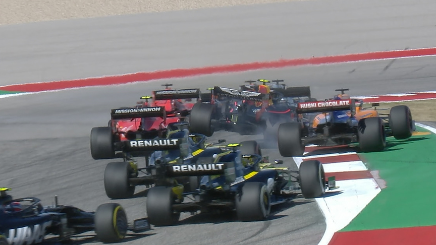 US GP: Heavy contact between Albon and Sainz  at start