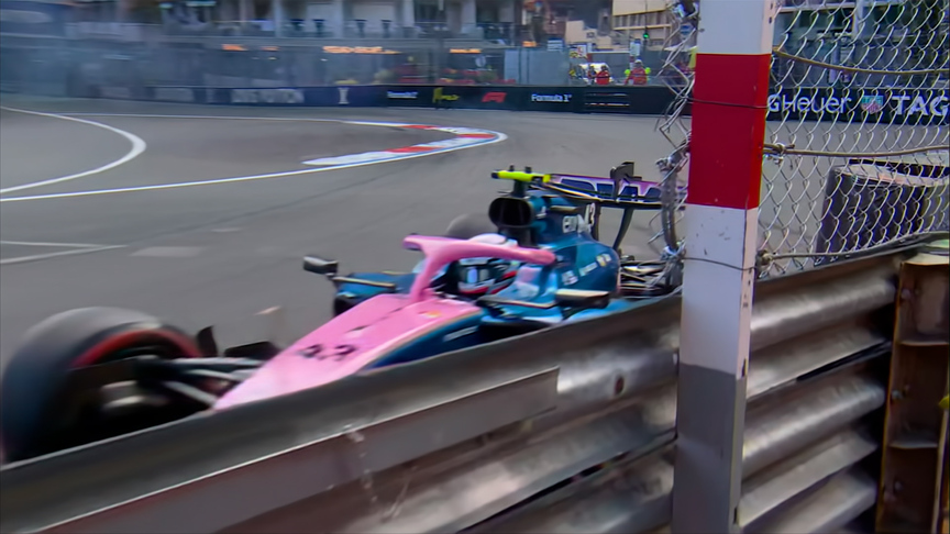 2026 Monaco GP FP2: Colaptino clips the wall right in front of the marshals