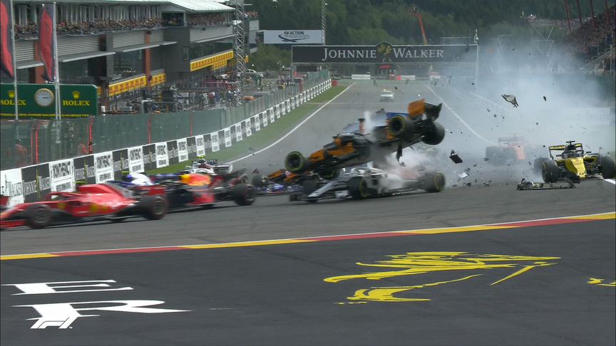 RACE: Alonso sent flying in spectacular first-corner crash
