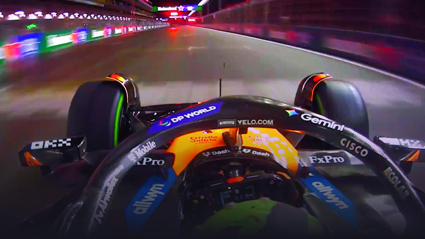 ONBOARD: Lando Norris’ 2025 Pirelli Pole Position Award lap at the Las Vegas Grand Prix