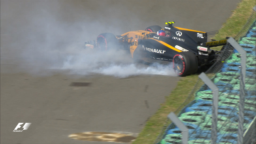 FP2: Palmer loses control at the final corner