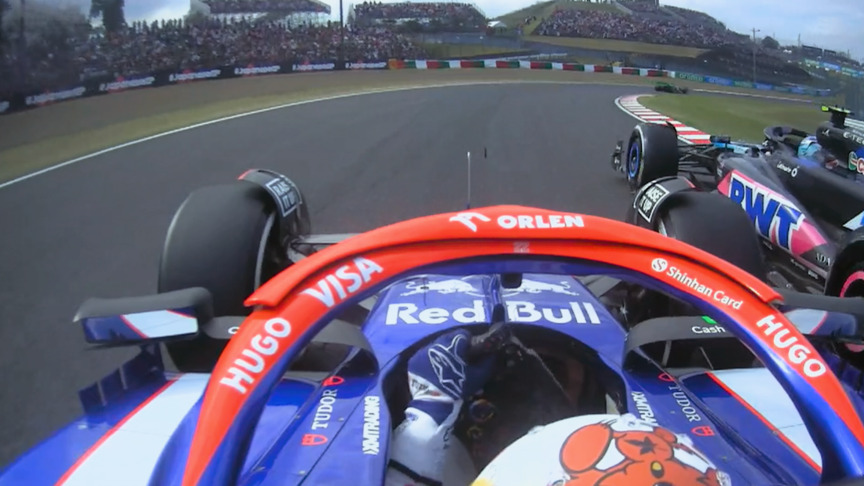 2024 Japanese Grand Prix: Tsunoda powers past Gasly on the outside at the Esses