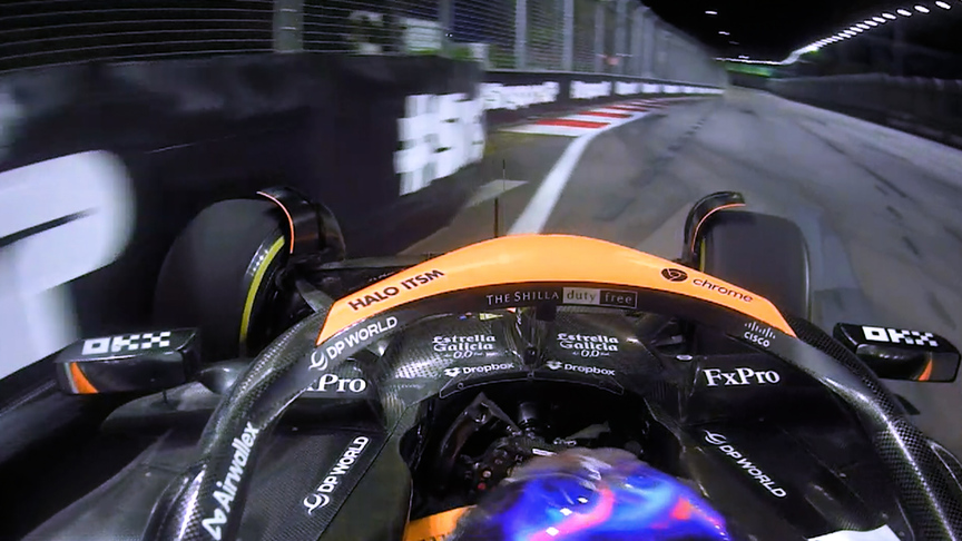 2024 Singapore Grand Prix: Scare for race leader Norris as he locks up and brushes the barriers
