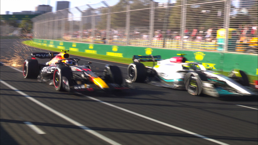 2022 Australian Grand Prix: Pérez glides around the outside of Hamilton