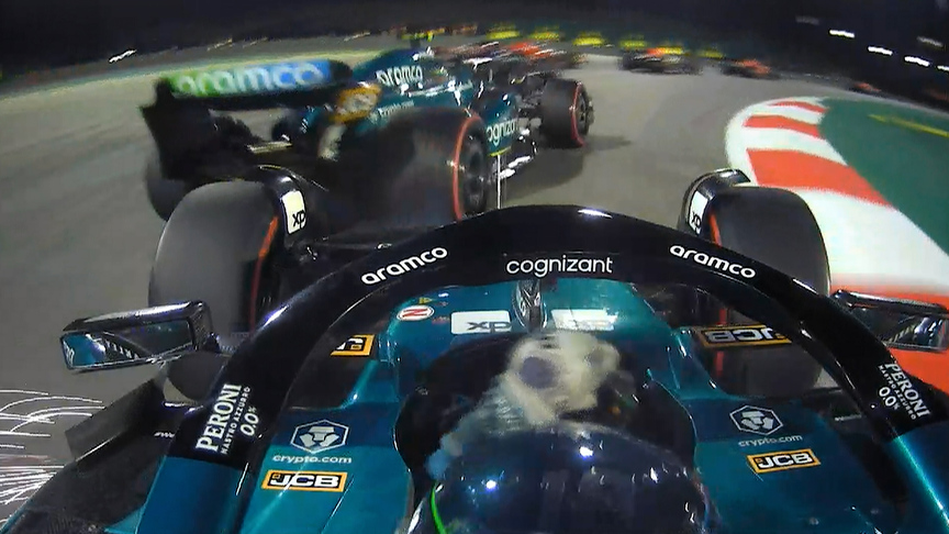 2023 Bahrain Grand Prix: Aston Martin team mates Alonso and Stroll make contact on Lap 1