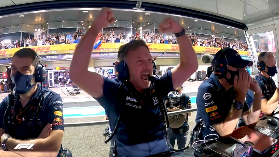 MUST-SEE: Watch the Red Bull pit wall's reaction to the final lap thriller in Abu Dhabi