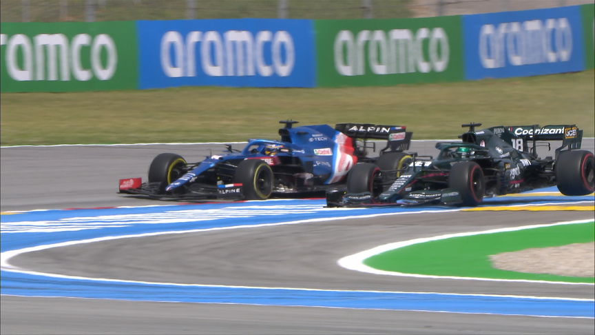 2021 Spanish Grand Prix: Stroll and Alonso almost crash at Turn 1