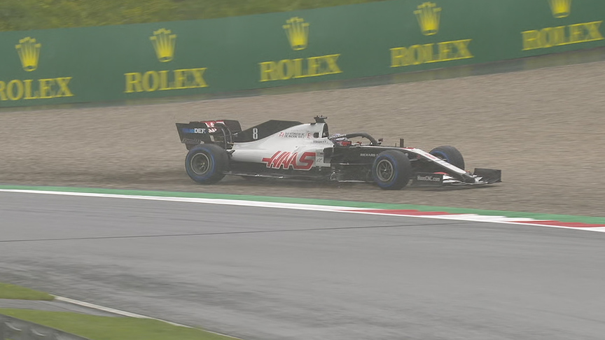 Styria Qualifying: Grosjean off into the gravel as session gets under way