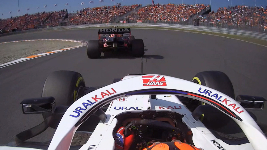 2021 Dutch GP FP2: Mazepin almost runs into the back of Red Bull