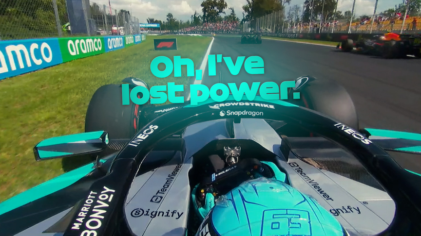 2025 Italian GP FP1: Russell loses power and stops on track