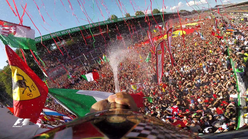 Champagne moment: Hamilton's unique view from the Monza podium