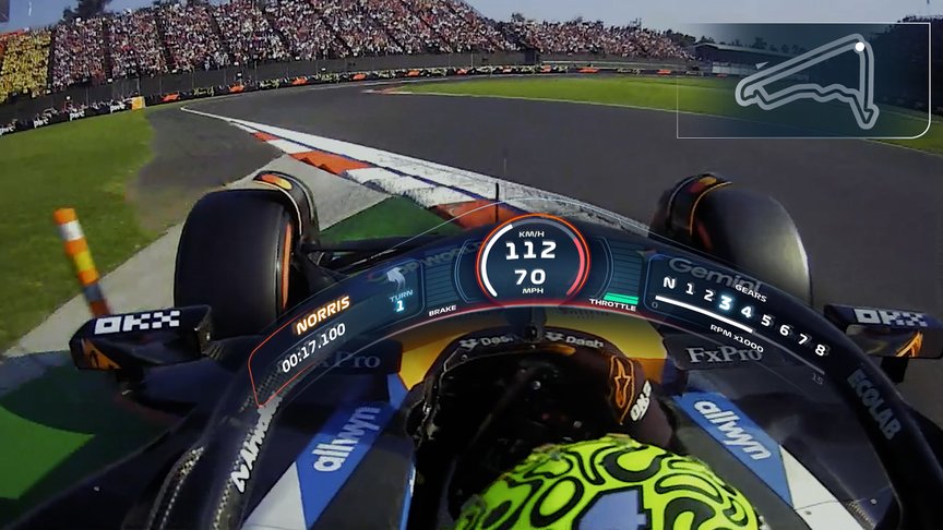 Track View: Onboard with Lando Norris around the Autódromo Hermanos Rodríguez in Mexico City