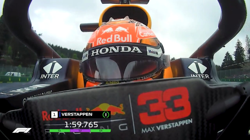 Max Verstappen's 2021 Pirelli Pole Position Award lap at the Belgian Grand Prix