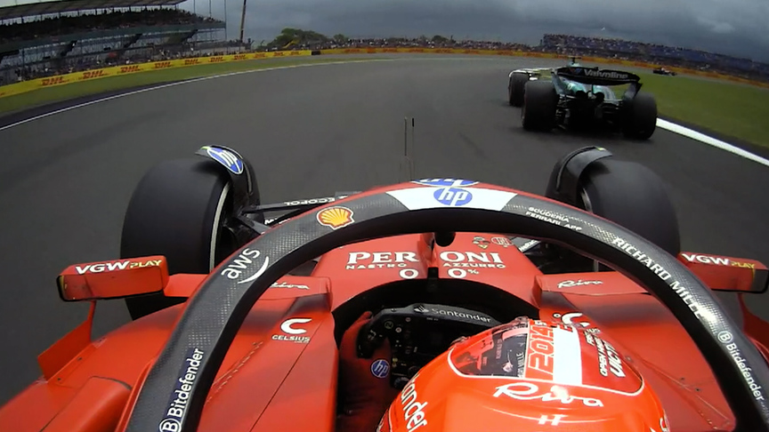 2024 British GP FP1: Leclerc swerves to avoid Stroll at Maggotts/Becketts corner complex