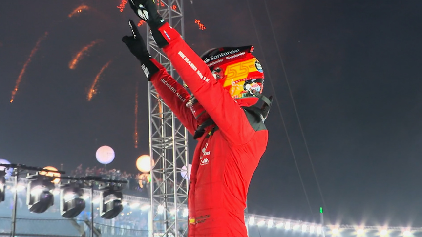 2023 Singapore Grand Prix: Carlos Sainz celebrates his brilliant victory at the Marina Bay Circuit