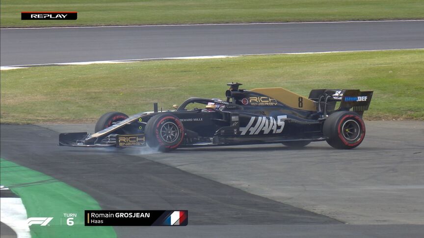 FP1: Grosjean ends up backwards at Brooklands