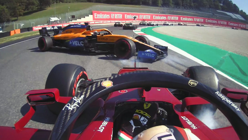 ONBOARD: Vettel hits spinning Sainz in Tuscan GP start chaos