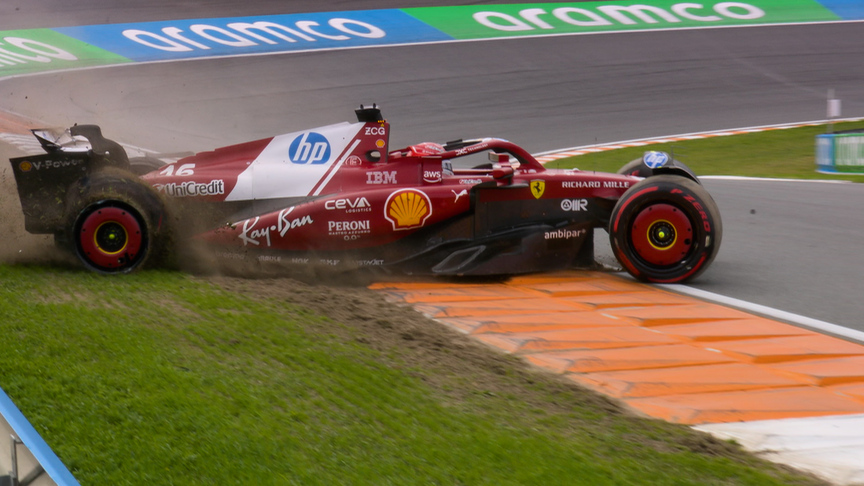 2025 Dutch Grand Prix: Leclerc crashes out after Antonelli spins the Ferrari into the wall