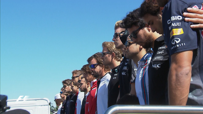 A minute silence for Justin Wilson on the grid in Italy