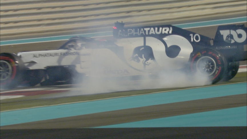 2020 Abu Dhabi Grand Prix FP2: Gasly spins at Turn 1