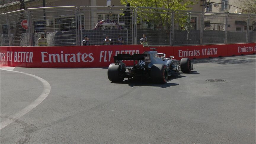 FP3: Hamilton halted after running out of road at Turn 2