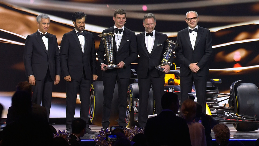 Max Verstappen and Christian Horner accept world titles | FIA Prize-Giving Ceremony