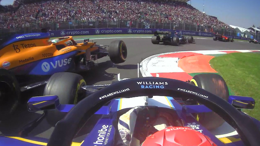 Three wide to Turn 1, Valtteri's spin and Yuki's shunt - ride onboard for lap 1 in Mexico City