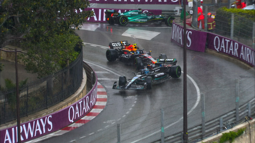 2023 Monaco Grand Prix: Perez punts Russell after the Mercedes driver rejoins the track in front of the Mexican