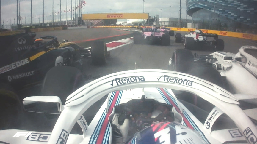 RACE: Sirotkin and Sainz come together at the start