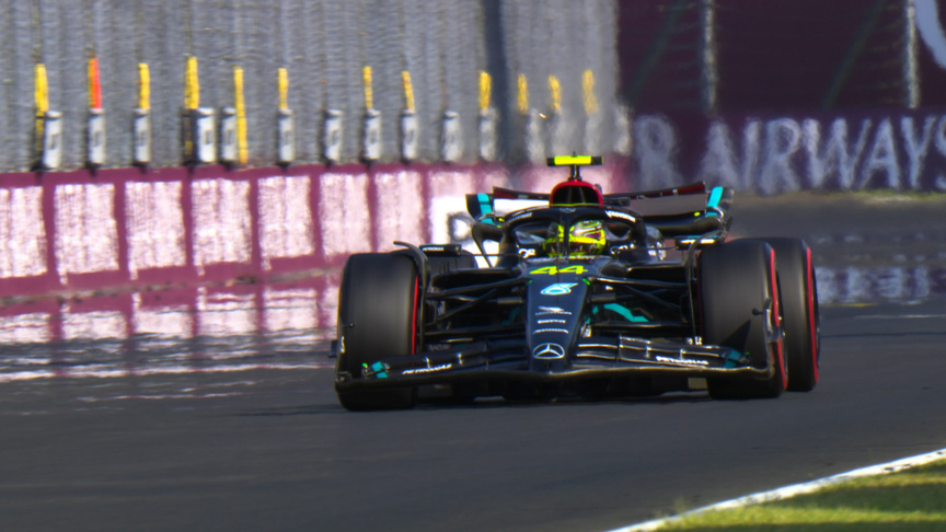 2023 Hungarian GP Qualifying: Lewis Hamilton crosses the line to seal a sensational pole position at the Hungaroring
