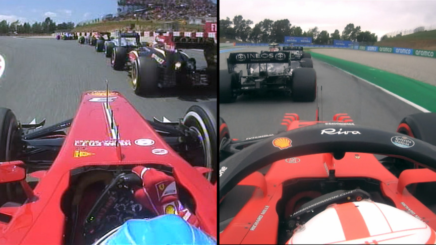 SIDE-BY-SIDE: Leclerc’s overtake on Bottas vs Alonso’s 2013 Hamilton pass
