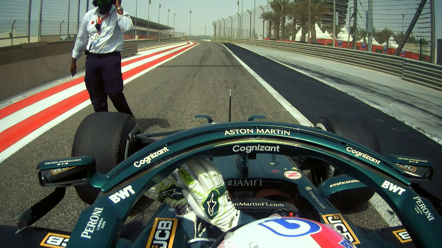 TESTING DAY 1: Sebastian Vettel stops at the end of the pit lane