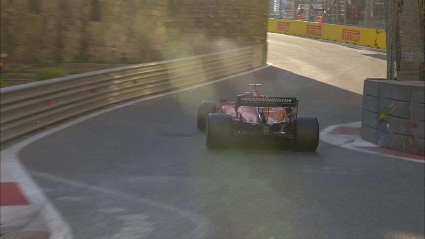 Qualifying: Vettel takes Turn 9 sideways after striking Turn 8 wall