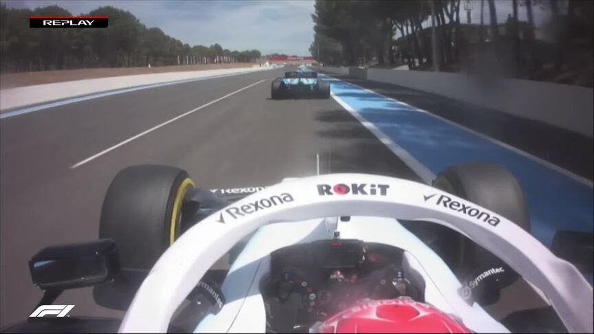 FRENCH GP: Russell takes out marker board in battle with Kubica