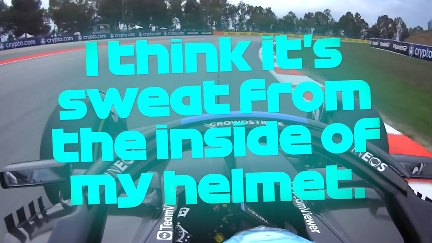 2023 Spanish Grand Prix: ‘I think it’s sweat!’ – Russell explains why he thought it was raining during the race