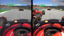 SIDE-BY-SIDE: Watch the brilliant opening lap Sprint battle between Ferrari team mates Leclerc and Sainz
