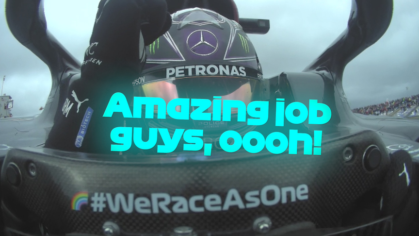 ONBOARD: Hamilton reacts as he breaks Schumacher's Formula 1 race win record