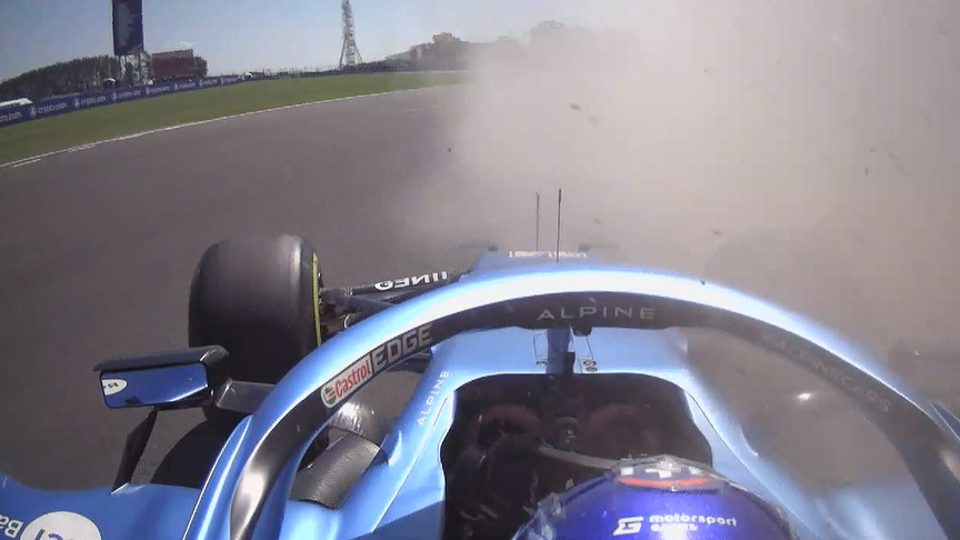 2021 British Grand Prix: Alonso spins at Luffield before race start