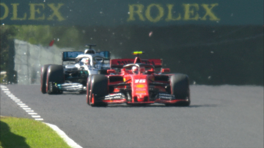 Japanese GP: Hamilton struck by debris from Leclerc's damaged Ferrari