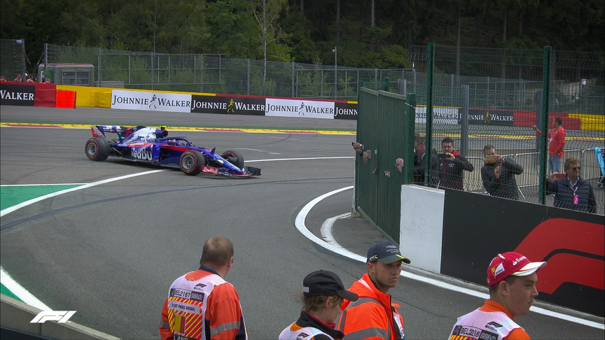 FP3: Cold tyres cause Gasly to spin coming out of the pits