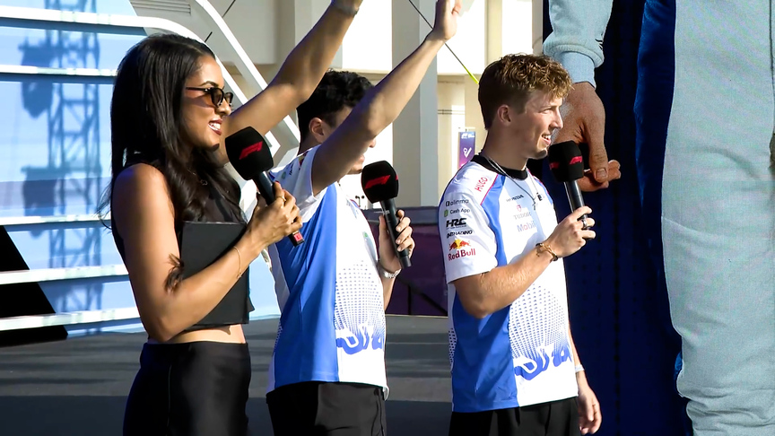 2025 Qatar GP: Liam Lawson and Isack Hadjar meet the fans on stage